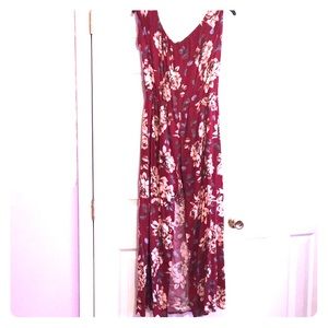 Burgundy Floral Print Romper